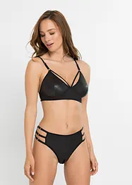 Brassière et string ouvert avec empiècement wetlook (ens. 2 pces), bonprix
