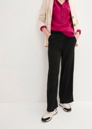 Pantalon large en jersey texturé, taille haute élastiquée, bpc bonprix collection