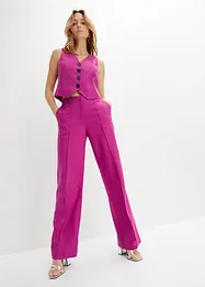 Pantalon taille haute à pinces en lin majoritaire, bonprix