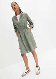 Robe-chemise longueur genou de style utilitaire en lin majoritaire avec élastique à la taille, bonprix