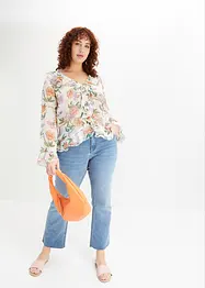 Blouse imprimée à volants, bonprix