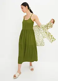 Robe midi en jersey à volants et patte de boutonnage décorative, bonprix