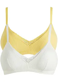 Lot de 2 soutiens-gorge bralette coton rembourré sans armatures, bonprix