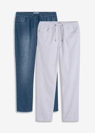 Lot de 2 jeans à taille élastiquée Classic Fit en denim estival, bonprix