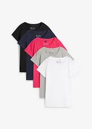 Lot de 5 tee-shirts col rond, manches courtes, bonprix