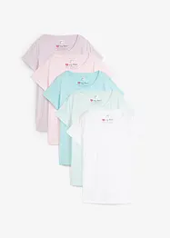 Lot de 5 tee-shirts col rond, manches courtes, bonprix