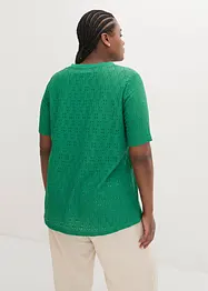 T-shirt en crêpe ajouré, légèrement transparent, bonprix