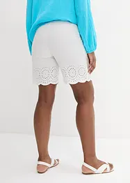 Short large en coton avec taille haute élastiquée et broderie anglaise, bonprix