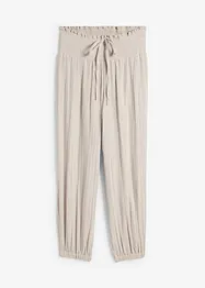 Pantalon en gaze de coton avec ceinture smockée, bonprix