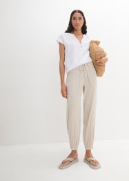 Pantalon sarouel à ceinture smockée en gaze de coton, bpc bonprix collection