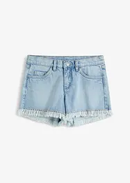 Short en jean à base frangée avec strass, BODYFLIRT