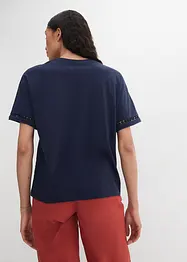 T-shirt avec finition dentelle aux manches, bonprix