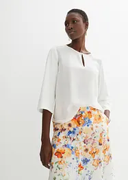 Blouse en soie mélangée avec empiècement tissé, bonprix