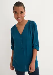 Blouse-tunique en viscose, col V et manches longues, bonprix