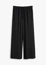 Pantalon taille haute en jersey texturé à ceinture élastiquée et lien à nouer, bonprix