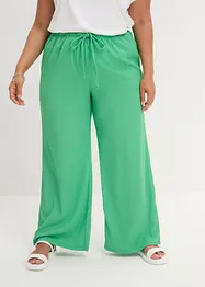 Pantalon taille haute en jersey texturé à ceinture élastiquée et lien à nouer, bonprix