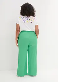 Pantalon taille haute en jersey texturé à ceinture élastiquée et lien à nouer, bonprix