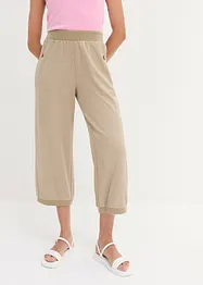 Pantalon large en Punto di Roma à taille élastiquée et finitions bords-côtes à la base, bpc bonprix collection