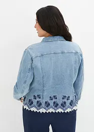 Veste en jean avec broderie et dentelle, bonprix