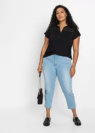 T-shirt col tunisien en jersey viscose avec dentelle, bonprix