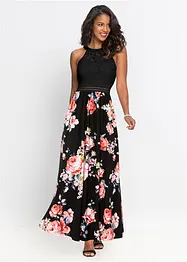 Robe longue estivale avec imprimé floral et dentelle, bonprix