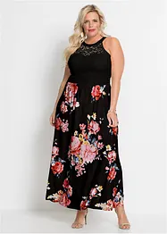 Robe longue estivale avec imprimé floral et dentelle, bonprix