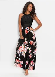 Robe longue estivale avec imprimé floral et dentelle, bonprix