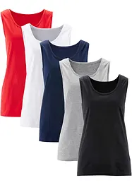Lot de 5 débardeurs longs 100% coton, bonprix