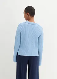 Pull boxy avec col polo et en matière côtelée, bpc bonprix collection