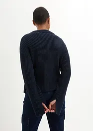 Pull boxy avec col polo et en matière côtelée, bonprix