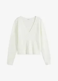 Pull court en maille ajourée, bonprix