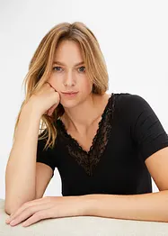 Body manches courtes en modal et dentelle, bonprix