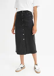 Jupe midi en jean avec boutons, bonprix