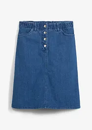 Jupe en jean avec patte de boutonnage et taille élastiquée, bonprix