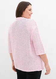 Gilet en maille ajourée avec col polo, demi-manches, bonprix