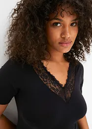 Body manches courtes en modal et dentelle, bonprix