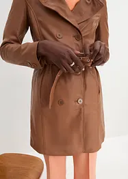 Trench-coat en cuir d'agneau nappa avec ceinture (2 pces), bonprix