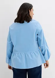 Tunique-blouse manches longues en velours côtelé avec basque, bonprix