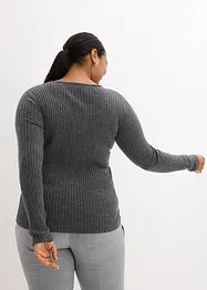 Pull côtelé en laine mérinos, bonprix