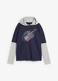 T-shirt 2en1 garçon, manches longues et capuche, bonprix