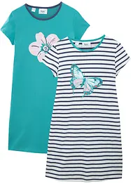 Lot de 2 chemises de nuit manches courtes 100% coton, bonprix