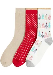 Lot de 3 paires de chaussettes à fil brillant entourées d'un ruban en satin, bonprix