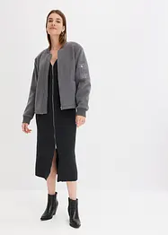 Robe en maille côtelée zippée devant, bonprix