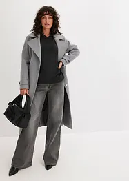 Sweat en maille à capuche et poche kangourou, bonprix