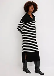 Robe en maille rayée oversize à col polo, bonprix