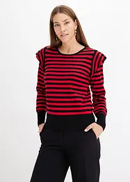 Pull rayé à volants, bonprix