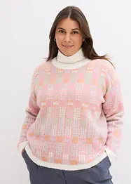 Pull col rond avec motif à carreaux, bonprix