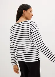 Lot de 2 T-shirts manches longues col légèrement bateau, bonprix
