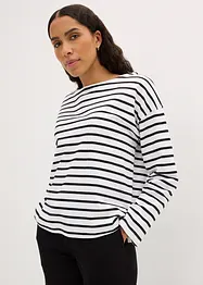 Lot de 2 T-shirts manches longues col légèrement bateau, bonprix