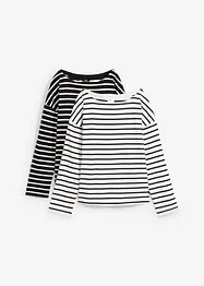 Lot de 2 T-shirts manches longues 100% coton, bonprix
